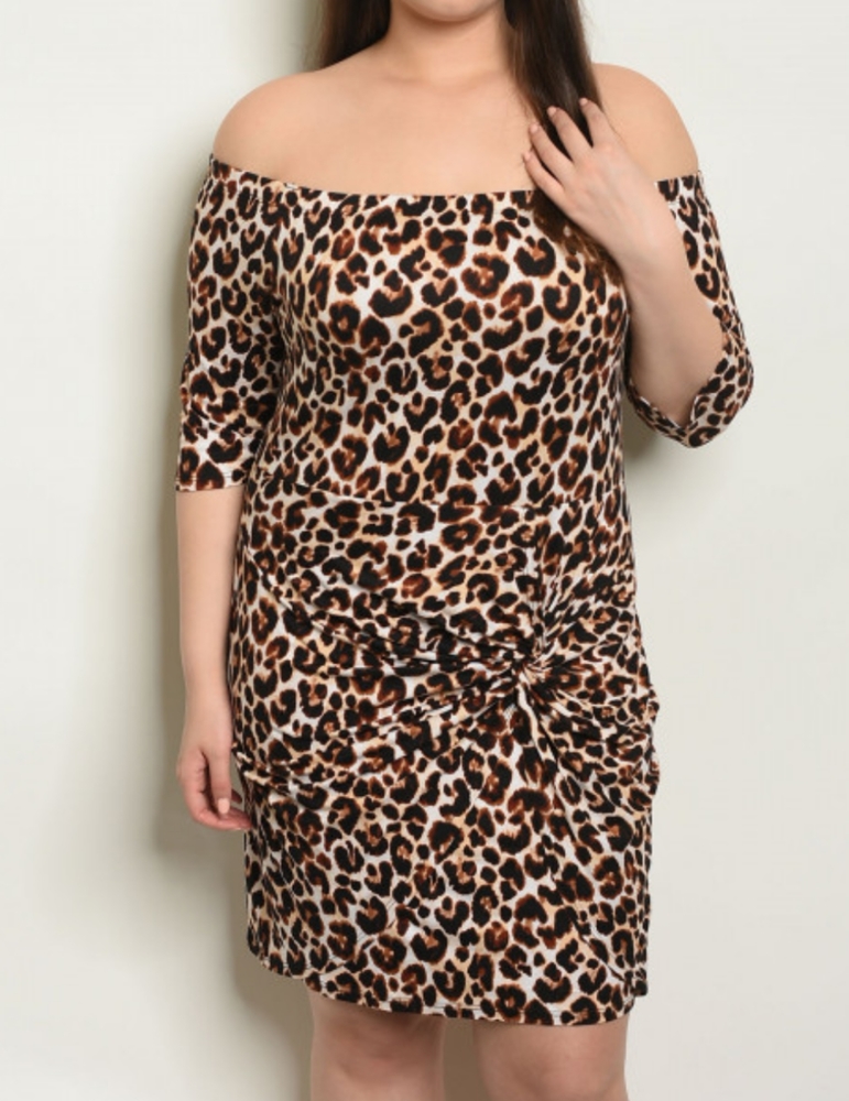 1 LEFT New Zenobia Strapless Leopard Print Dress - Picture 2 of 8